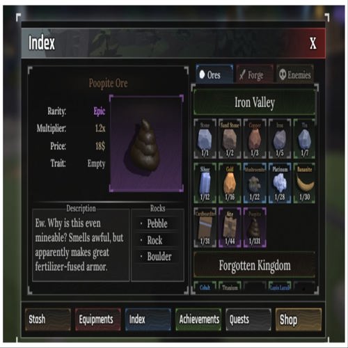 The Forge: Stonewakes — Cross Index về Quặng và Kẻ Thù
